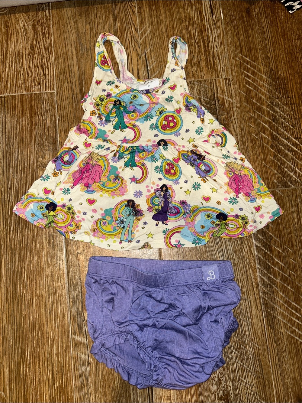 Posh Peanut  Girls Groovy Barbie Tank & Purple Bloomers -2T